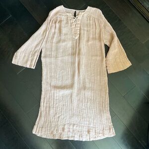 Zara - dusty pink linen crinkle dress - girls